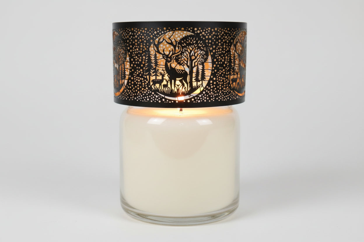 Black & Gold Shade and Tray Deer Family