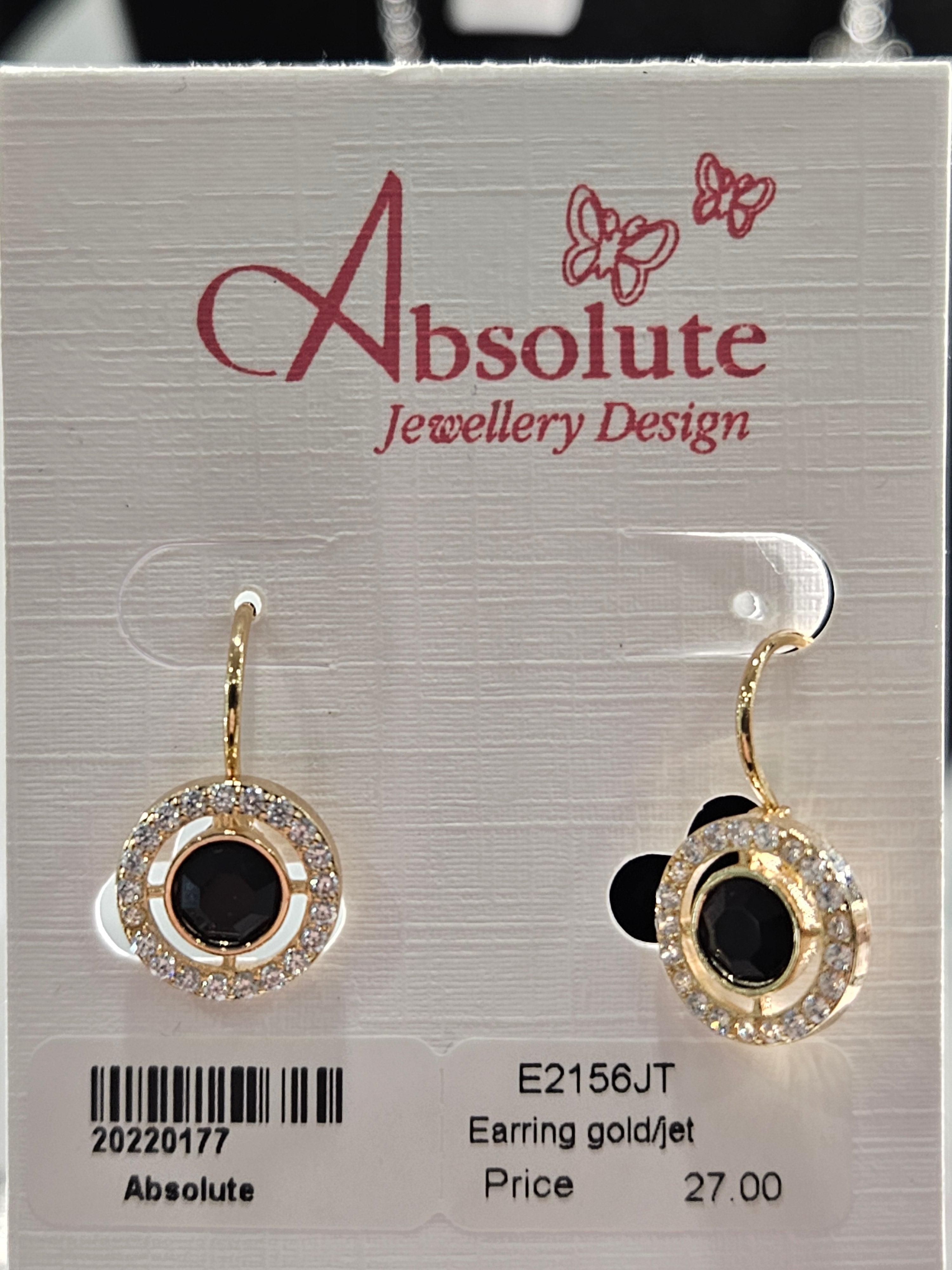 Absolute Goldplated & Jet Drop Earring