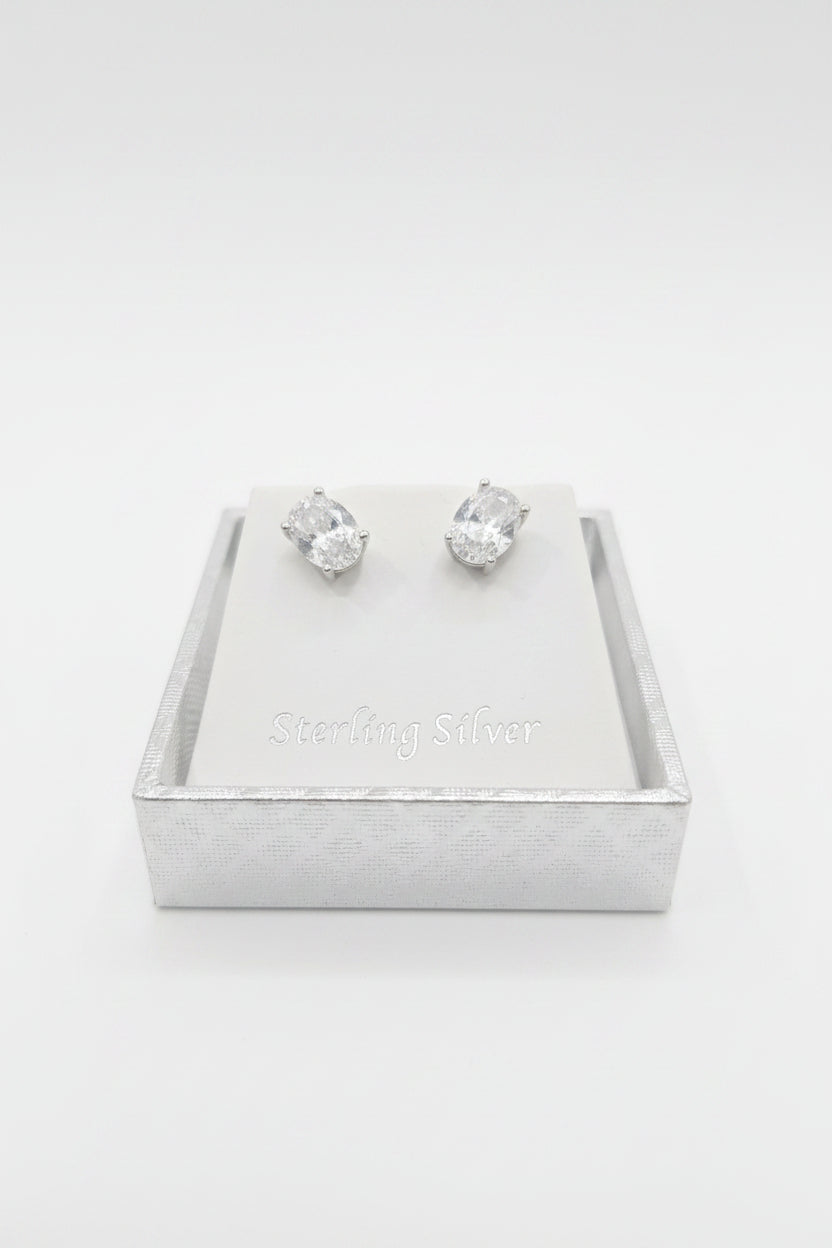 8mm sterling  silver  ovel stud earings