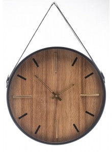 Large  Clock with Leather Strap Handle