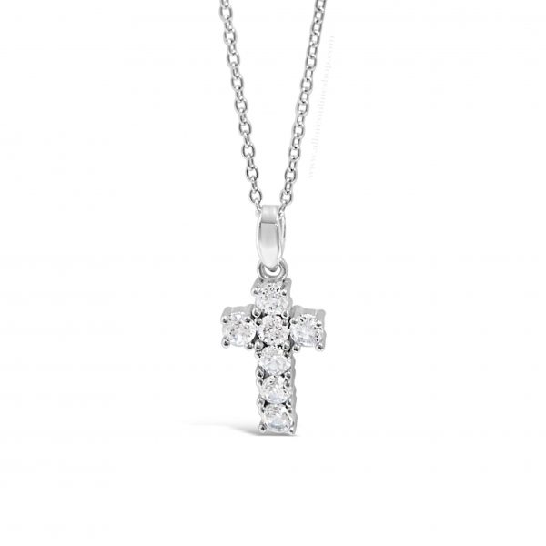 Absolute Kids Silver Dimante Cross