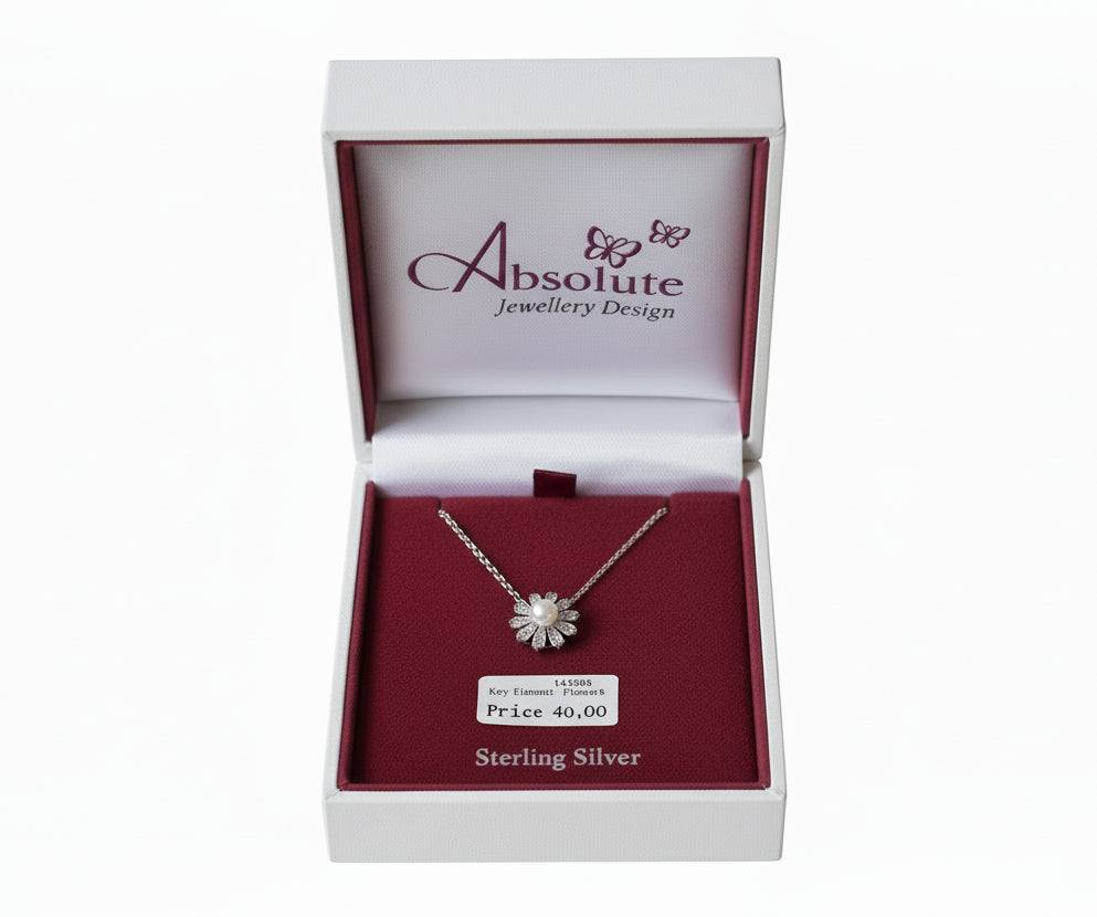 Absolute Sterling Silver Kids Flower Necklace