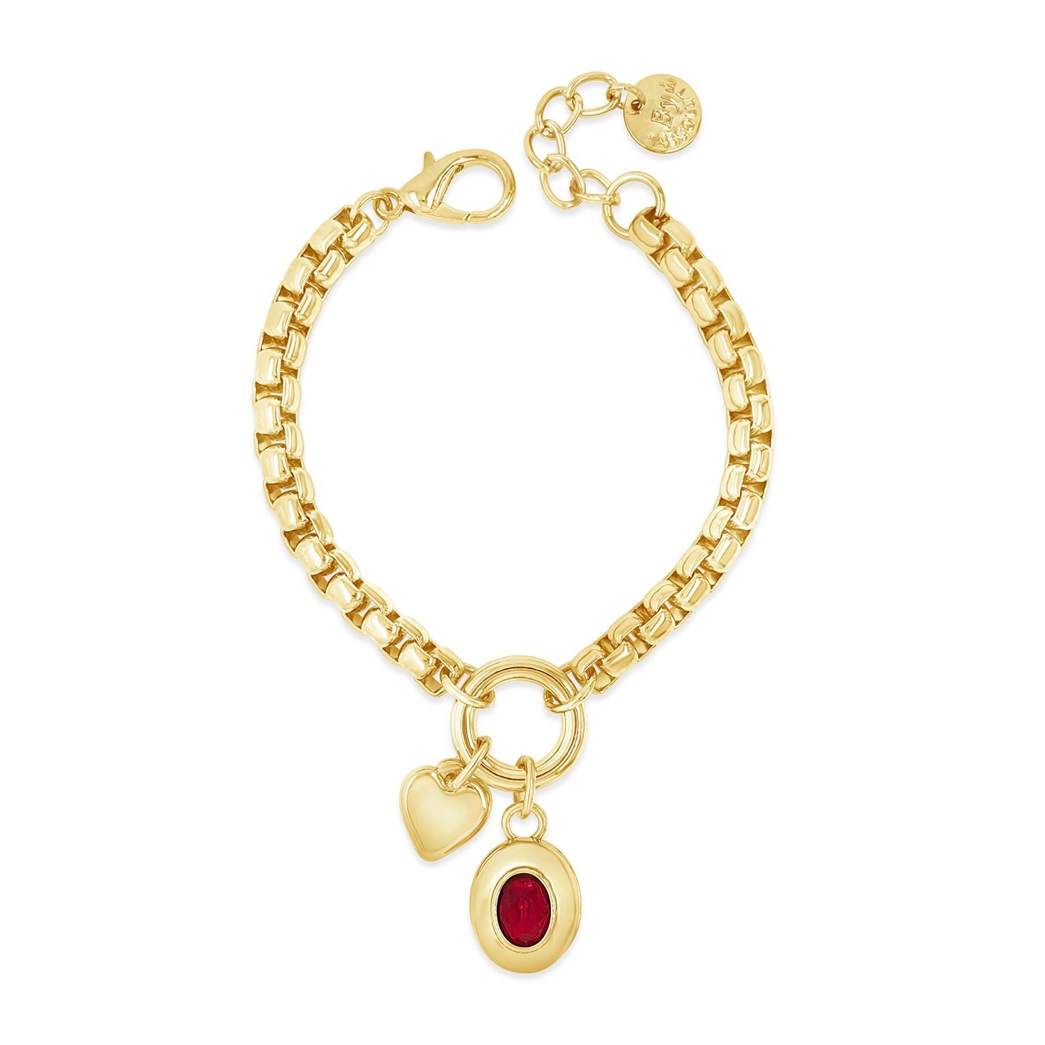Gold Ruby Charm  Bracelet