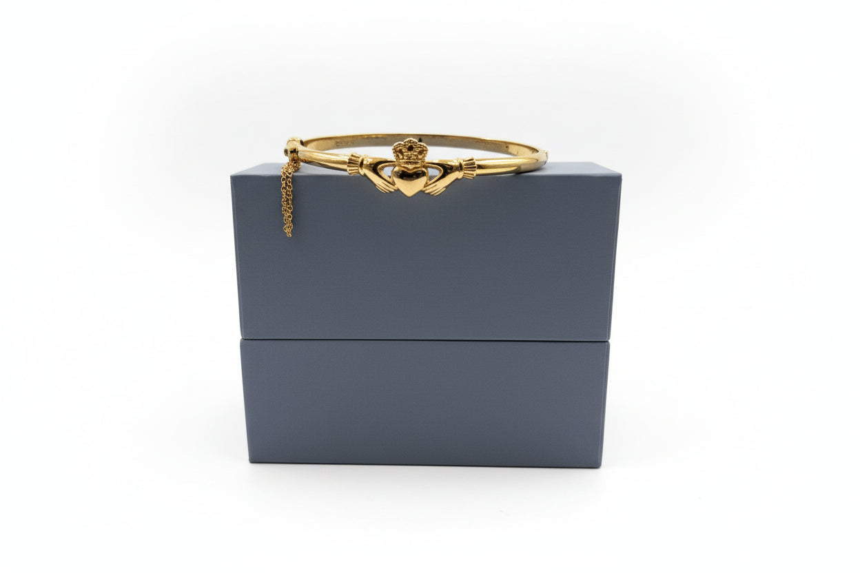 Gold Plated Claddagh Bangle