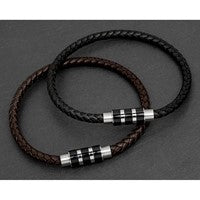Equilibrium For Men Stripe Clasp Leather Bracelet