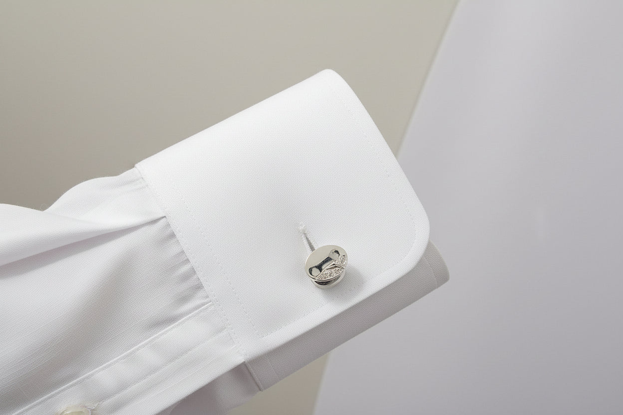 Gents Silver Oval Cufflinks with Design