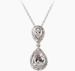 Tipperary Crystal Silver Pendant Pear Shape Drop