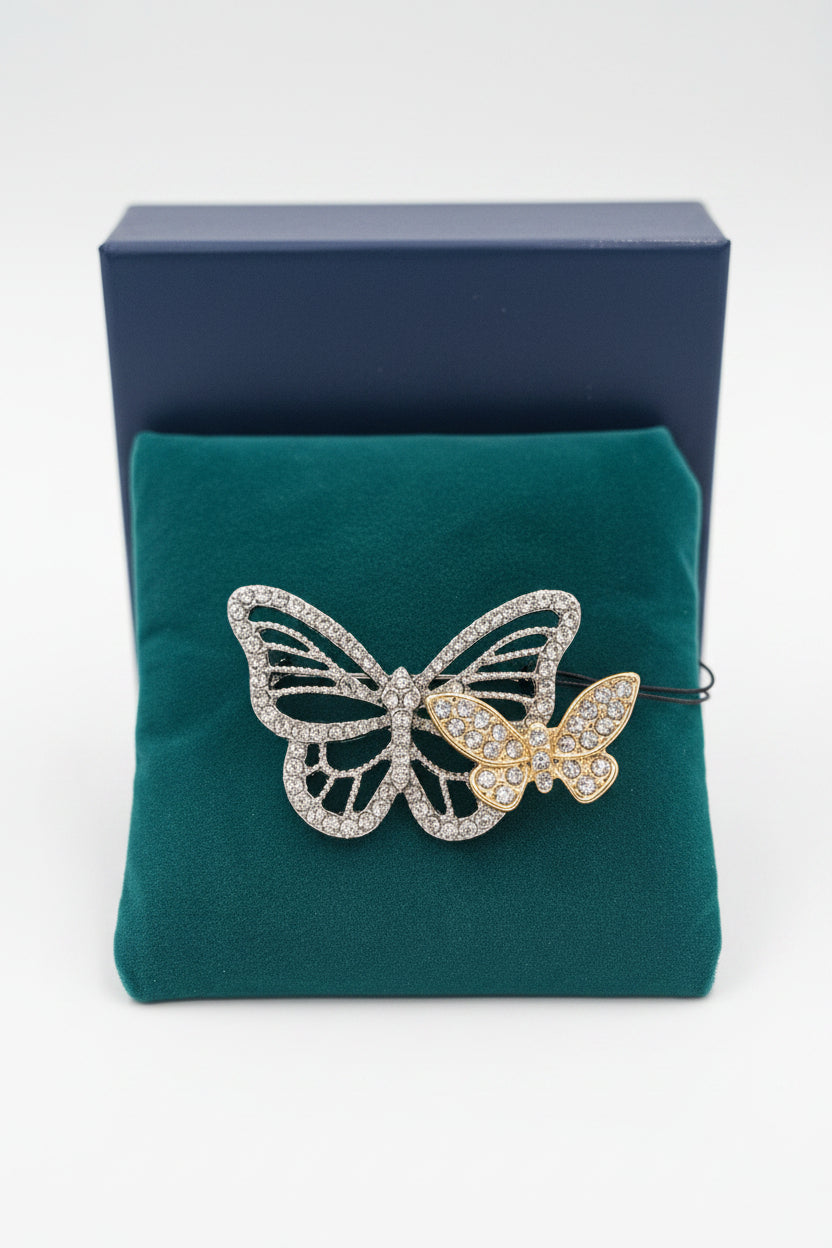 Silver & Goldplated  Double butterfly  brooch