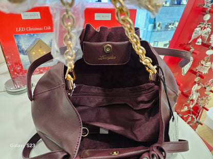 Ivy E/W Pleated Shoulder Bag Burgundy