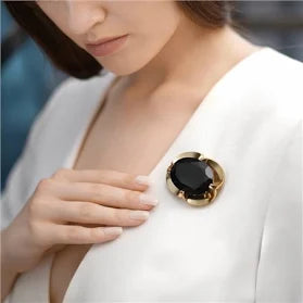 Newbridge Vintage Brooch with Black Stone Setting