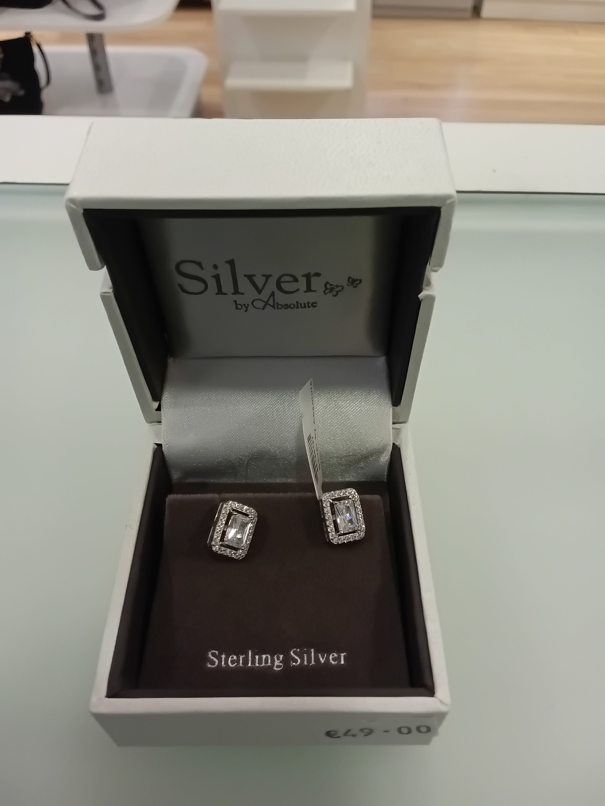 Silver by Absolute Square Cubic Zirconia Earrings