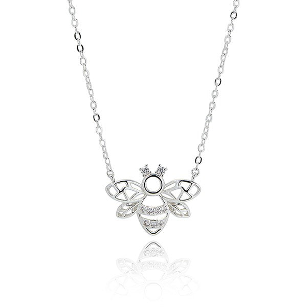 Equilibrium Honey Bee Outline Silver Plated Necklace