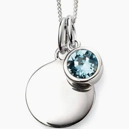 Sterling Silver March Birthstone  Pendant