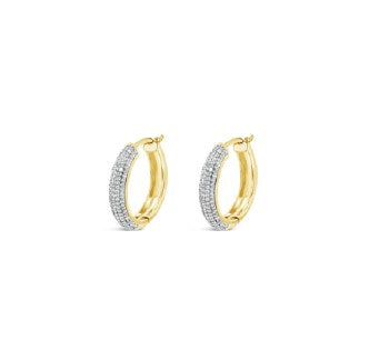 Small Half Gold Half Diamante Hoop Earrings