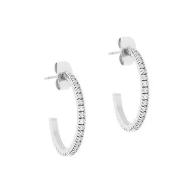 TC Pave Hoop Earrings Silver