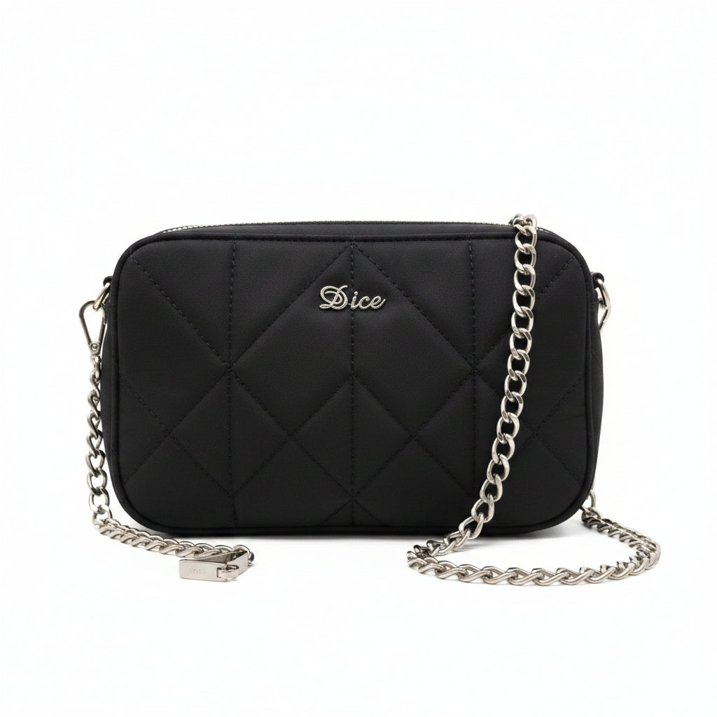 Double Zip Top Box Bag Black