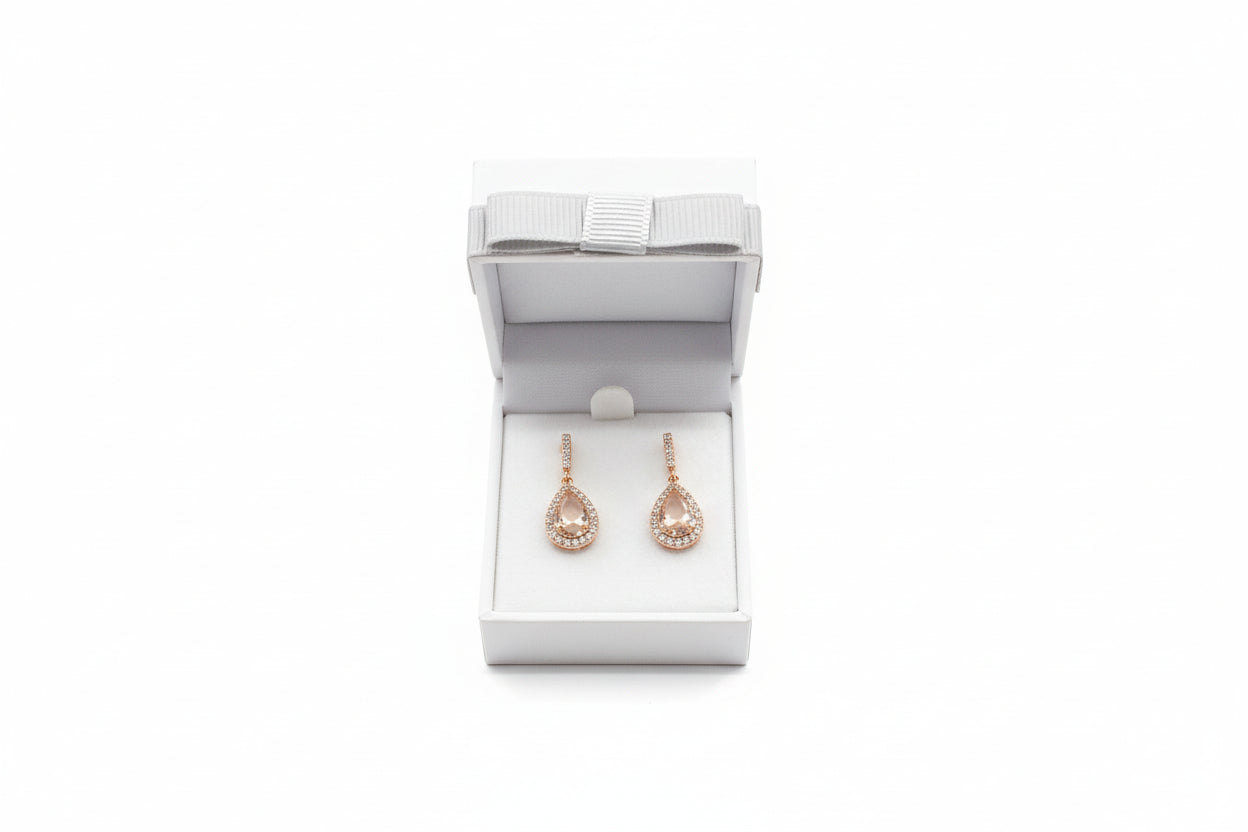 Tipperary Crystal Pear Shape Earrings  Pink