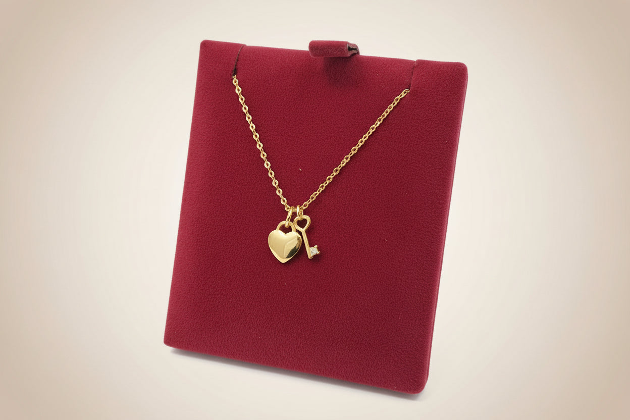 Goldplated Heart & Key Pendant