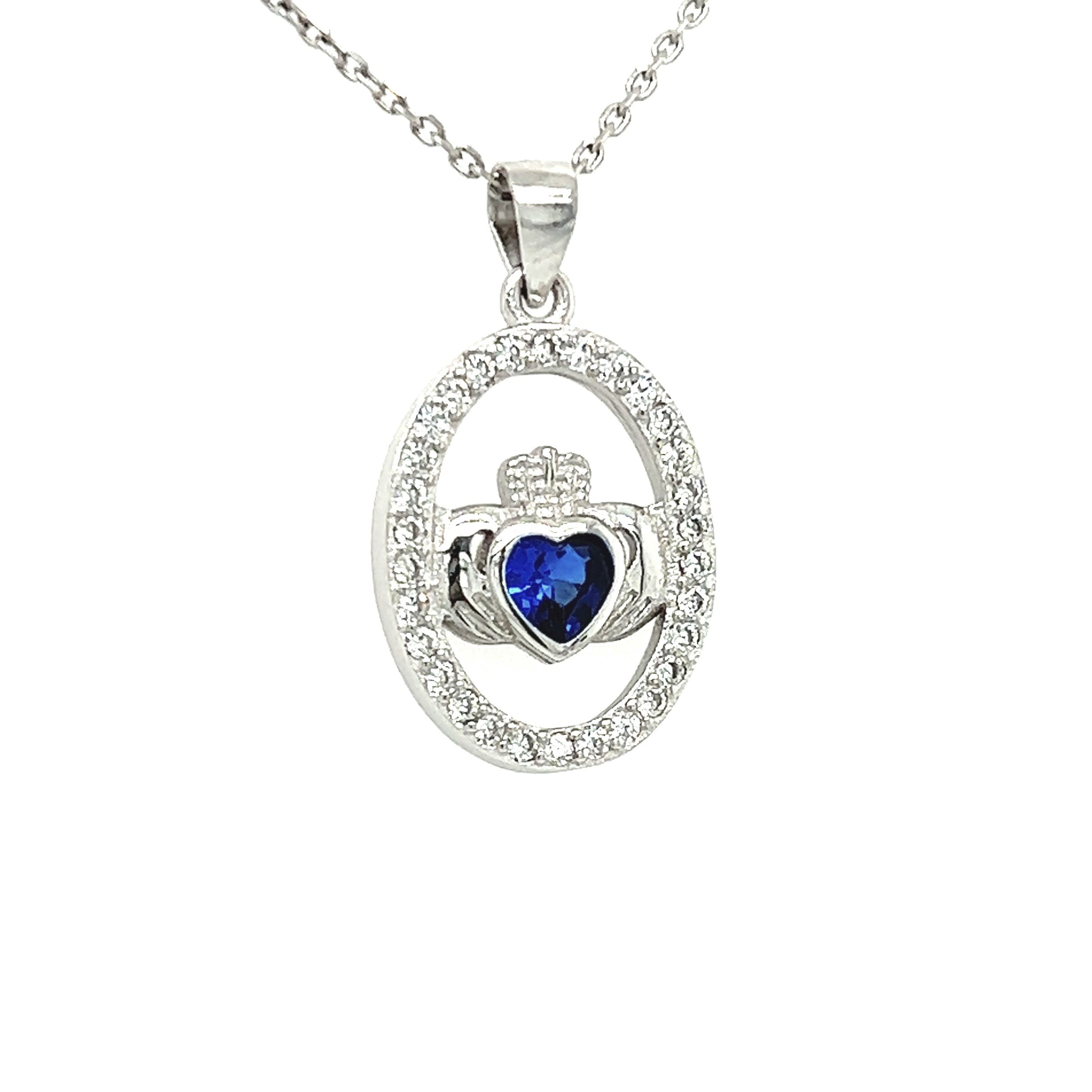 Cailín Sapphire Claddagh with Clear Stones & Blue Stone