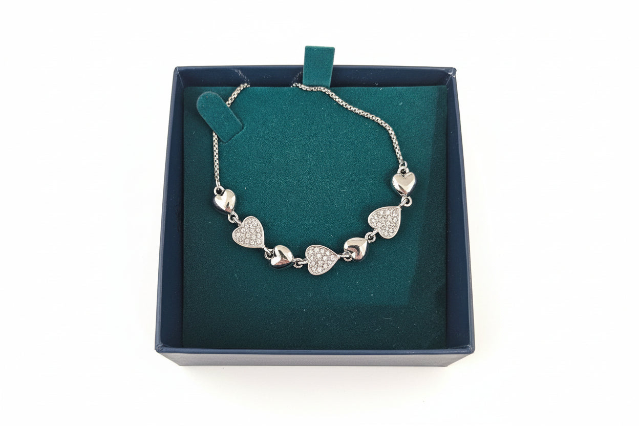 Silver Heart Slider Bracelet