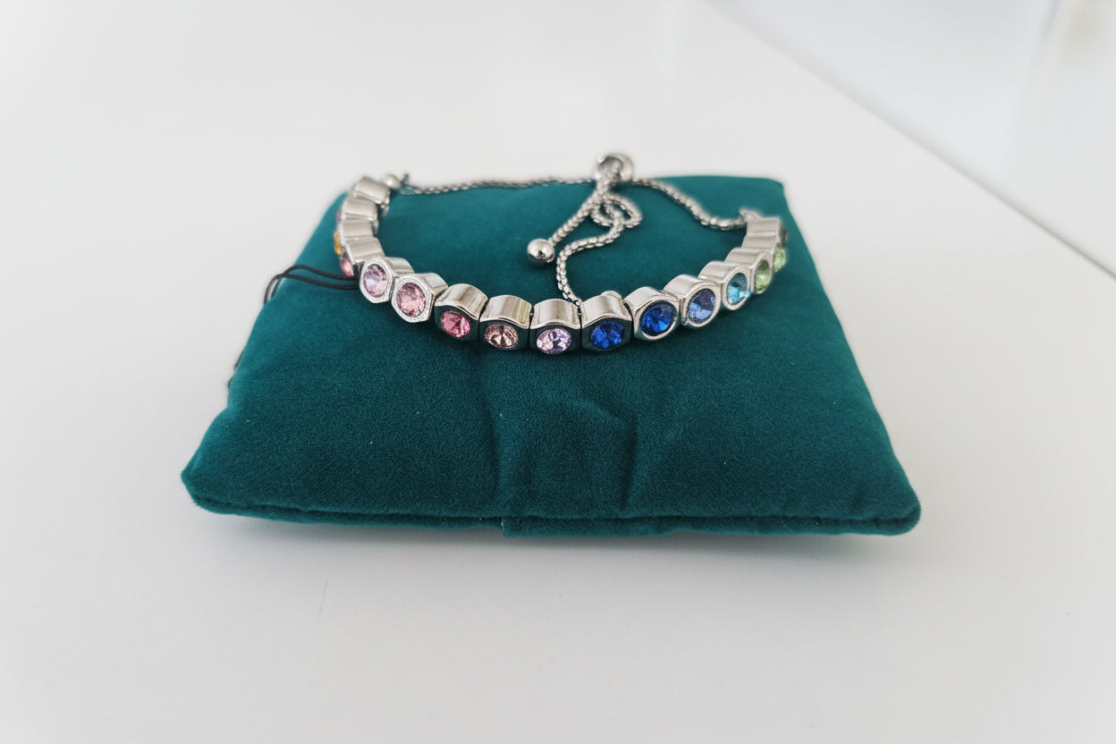 Silver Coloured Stone Bracelet