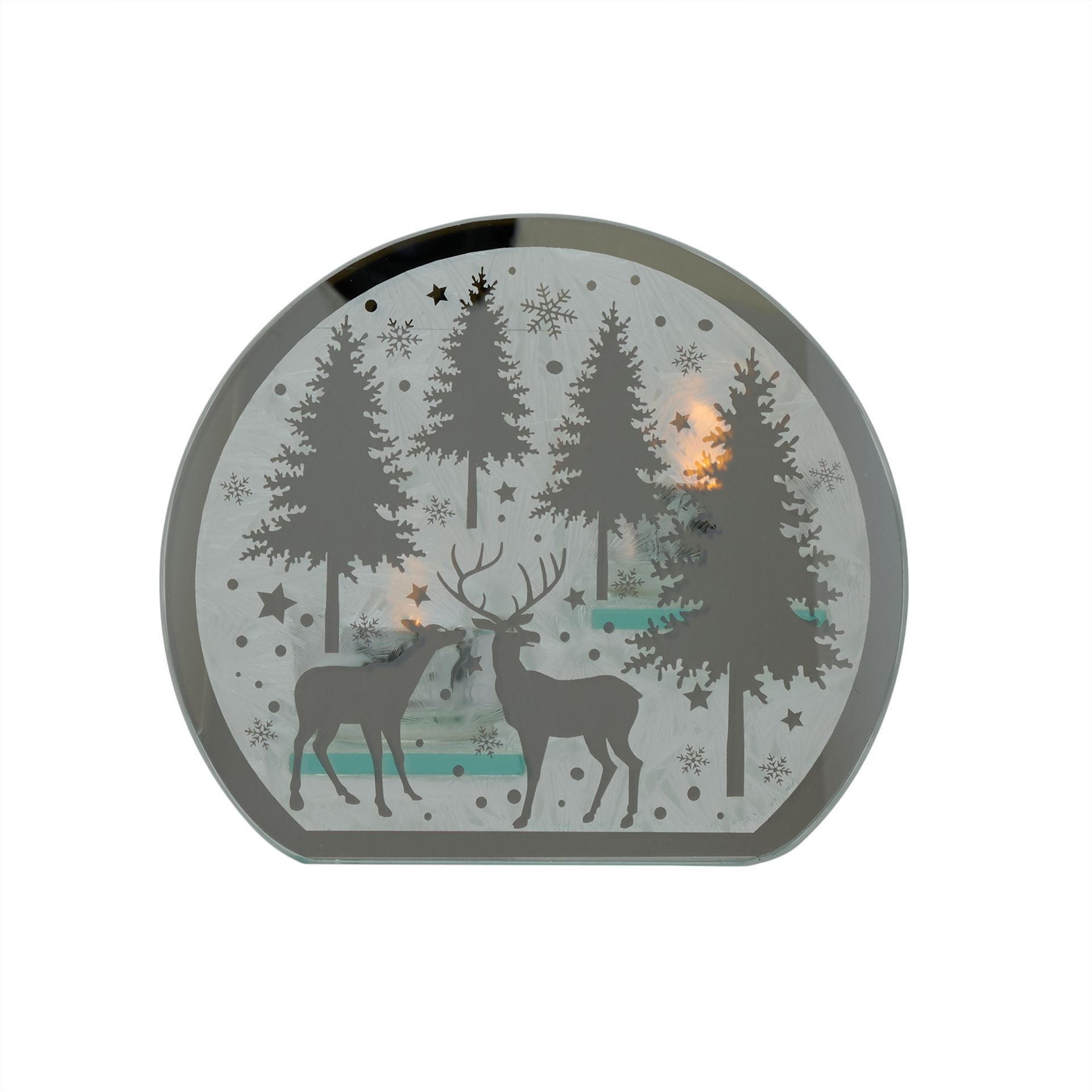Frosted Haven Winter Scene Glass Double Tealight Holder